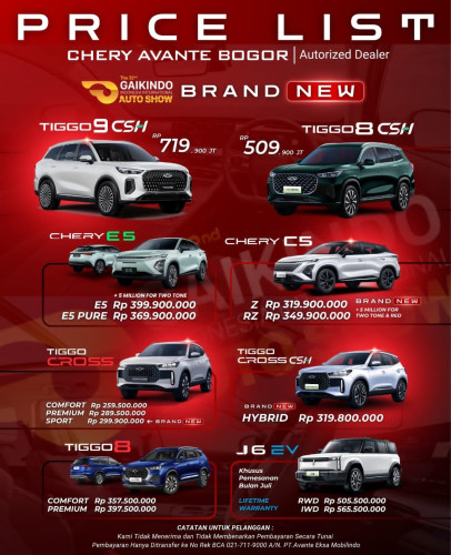 Pricelist Harga Chery pebayuran 2025